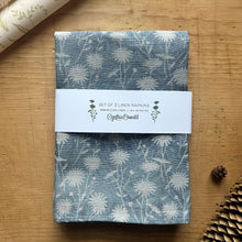 Load image into Gallery viewer, Set of 2 Linen Napkins: Wild Daisy Field in Blue