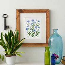 Load image into Gallery viewer, Chicory Bloom Art Print – Blue Wildflower Watercolor Wall Art (8x10)