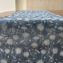 Load image into Gallery viewer, Linen Table Runner: Wild Daisy Field in Blue