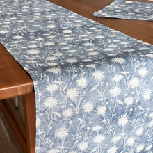 Load image into Gallery viewer, Linen Table Runner: Wild Daisy Field in Blue
