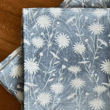 Load image into Gallery viewer, 6 Linen Napkins: Wild Daisy Field in Blue