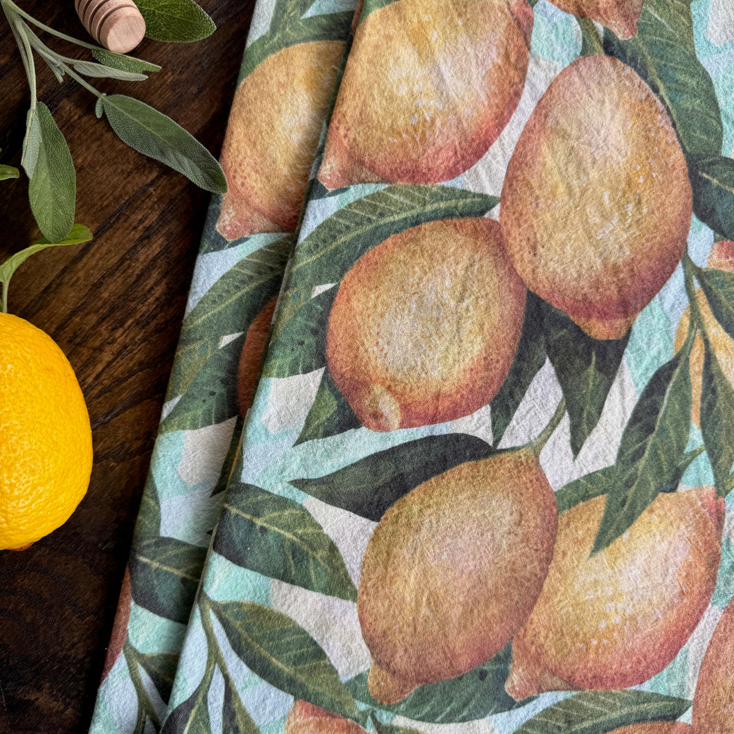 Lemon Grove Flour Sack Tea Towel – Celadon