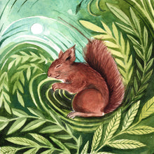 Load image into Gallery viewer, Day 21 of 25, Red Squirrel: Quiet Gathering | Framed Original Watercolor by Cynthia Oswald
