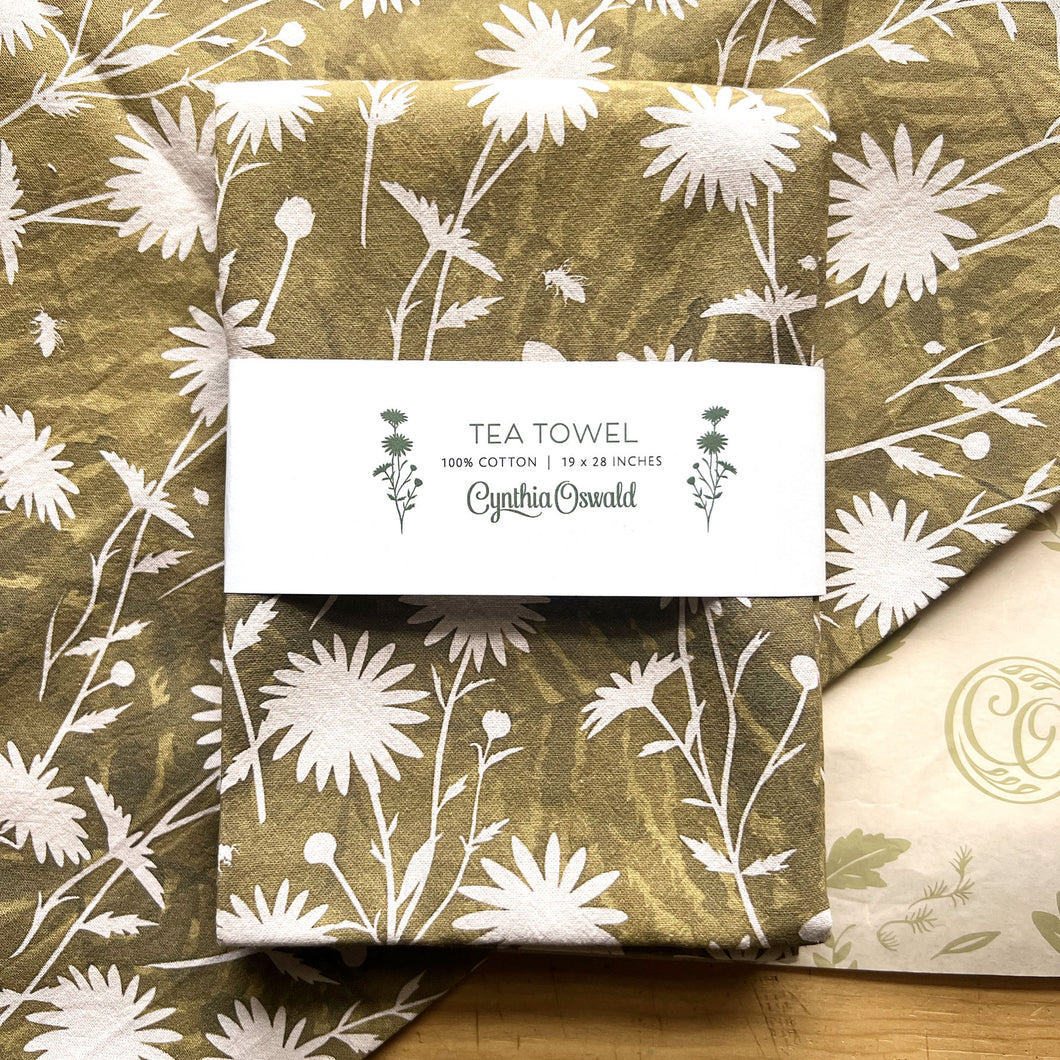 Wild Daisy Tea Towel in Pumpkin