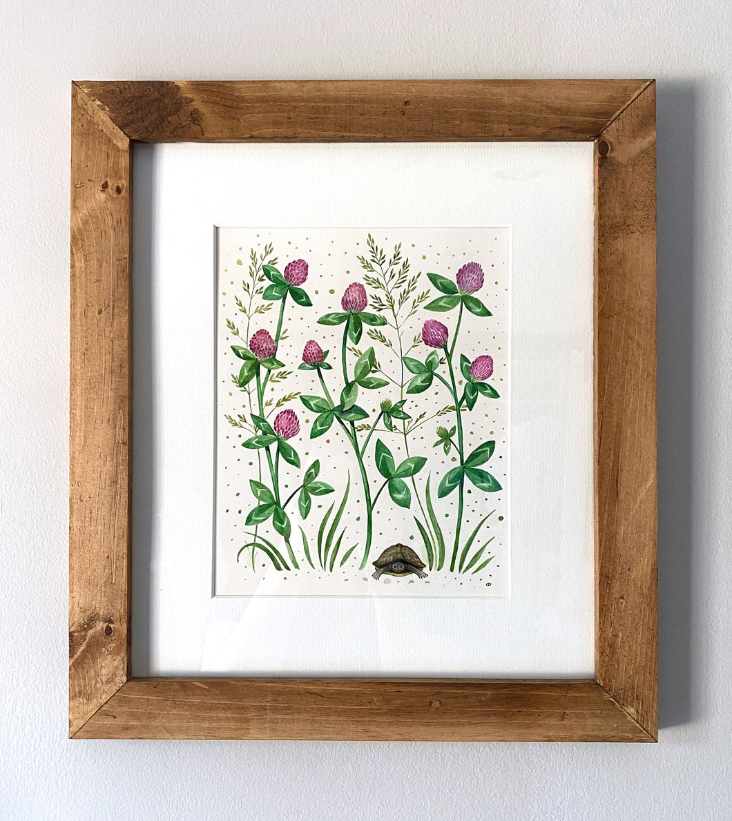 Natural Abundance, Clovers | Framed Original Watercolor by Cynthia Oswald