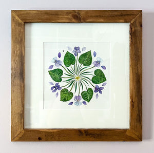 Nature’s Wisdom, Violets & Fig Buttercup  |  Framed Original Watercolor