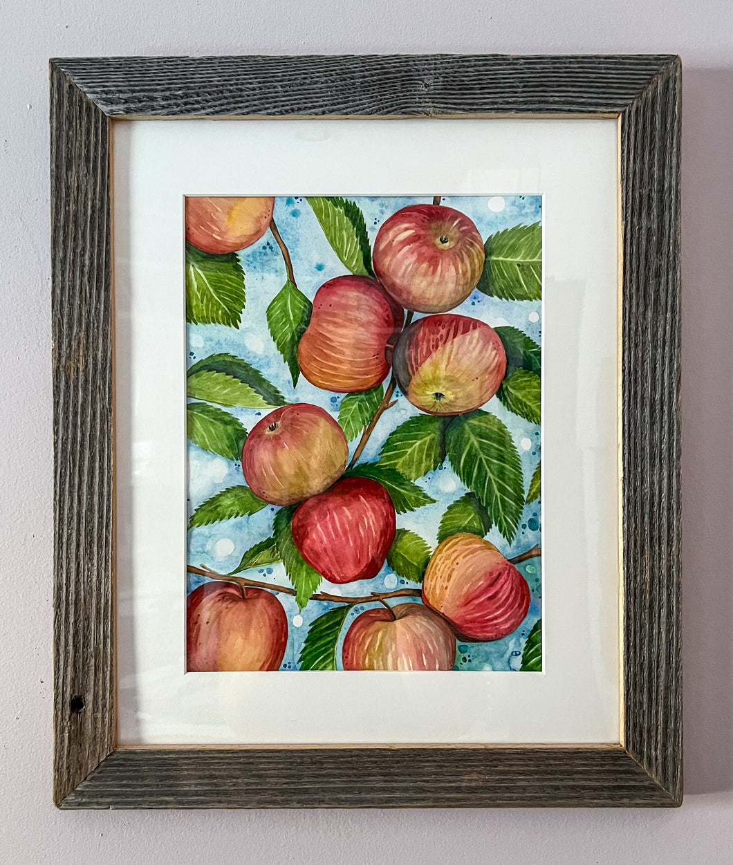 Simple Pleasures, Apples | Framed Original Watercolor by Cynthia Oswald